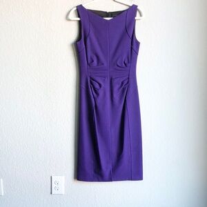 Kobi Halperin Sleeveless Sheath Dress Pleated Royal Pruple Midi Office Work 4
